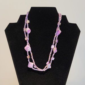 Purple hued double strand necklace